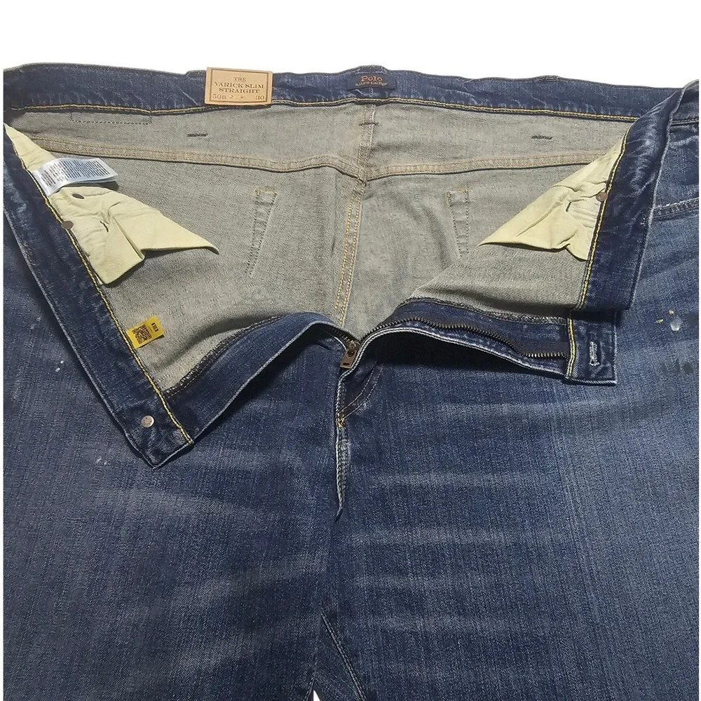 NWT Polo Ralph Lauren Varick Slim Straight Paint Splatter Jeans 50x30 XL